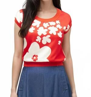 NEW MADEMOISELLE YEYE big flower sweater in red